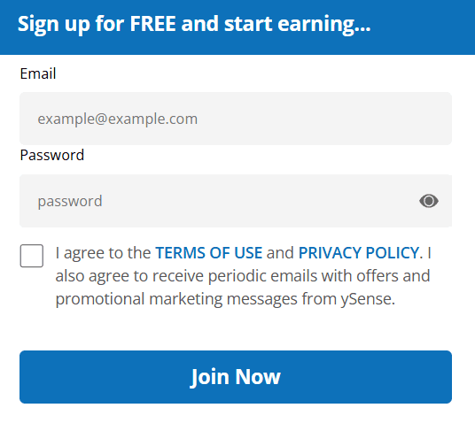 reate a Free Ysense Account